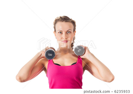 Athletic young woman with dumbbell 6235933
