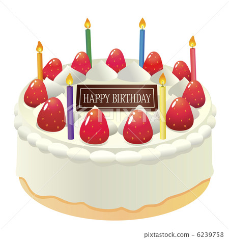 Birthday cake _ fresh cream - Stock Illustration [6239758] - PIXTA