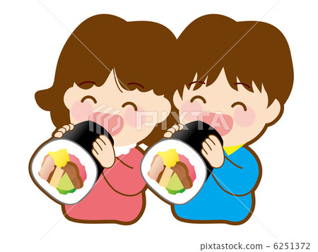 A child eating Ehomaki - Stock Illustration [6251372] - PIXTA