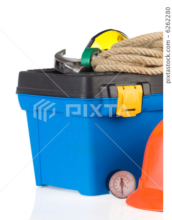 set of tools with box isolated on white 6262280