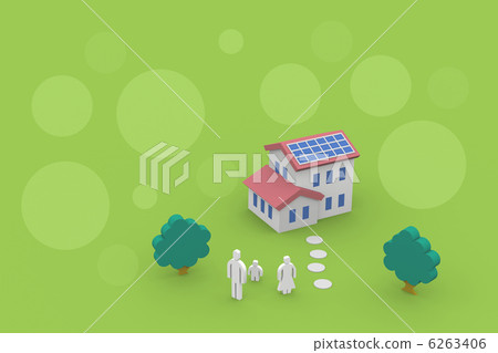 House with family and solar panel House with family and solar panel 6263406