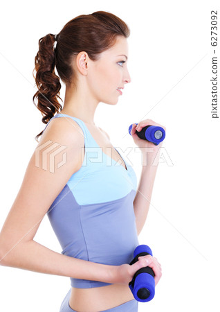 woman training with dumbbells woman training with dumbbells 6273092