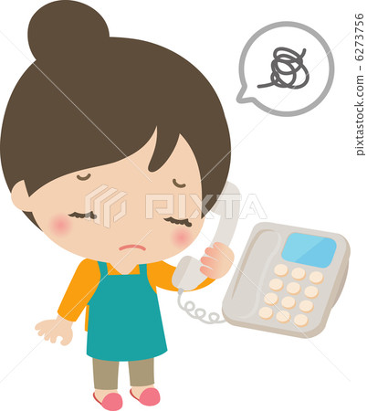 一位年輕的家庭主婦對電話嘴感到失望 6273756