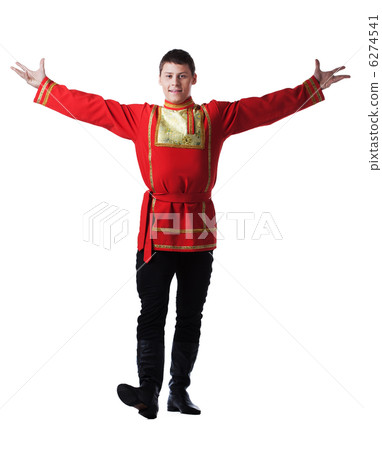 Happy man posing in russian oriental dance costume Happy man posing in russian oriental dance costume 6274541