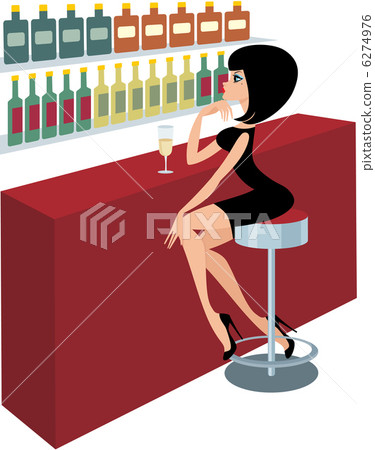 Young woman sits at a bar counter Young woman sits at a bar counter 6274976