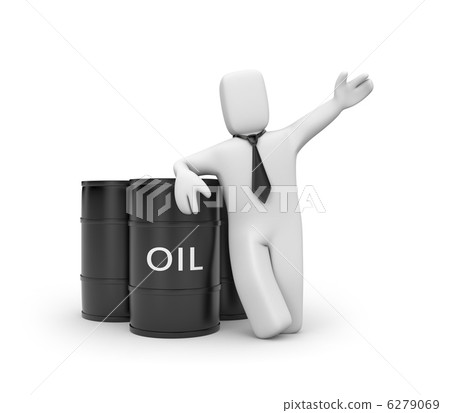 Businessman with oil barrels Businessman with oil barrels 6279069
