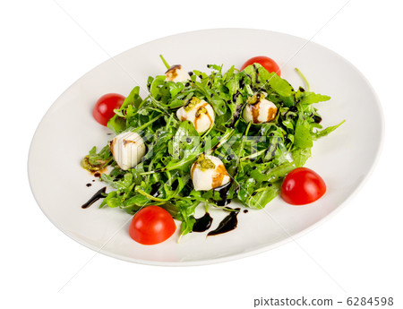 Salad from eruca and cheese on a white background 6284598