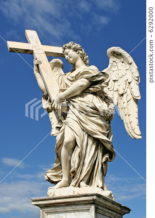 Sculpture of angel with cross. Rome, Italy. 6292000
