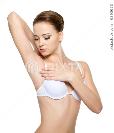 Female  looking on her clean armpit Female  looking on her clean armpit 6293638