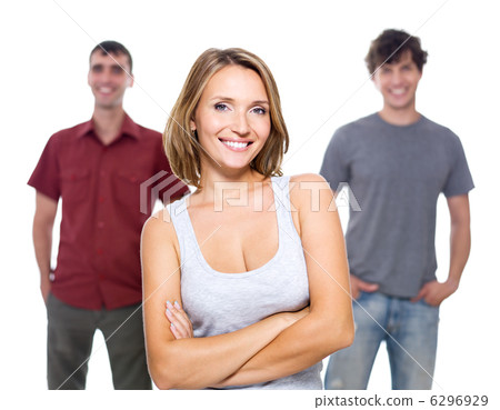 The girl and two young men 6296929