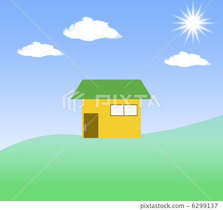 Illustration of a house to be built on a hill Illustration of a house to be built on a hill 6299137