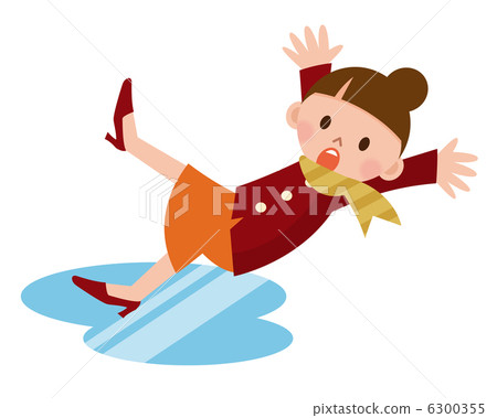 A woman sliding and falling 6300355