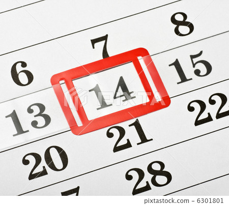 calendar with red mark on 14 February calendar with red mark on 14 February 6301801