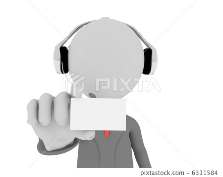 3d Call center operator showing a blank card 3d Call center operator showing a blank card 6311584
