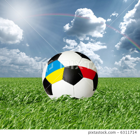 Soccer ball With Ukraine and Poland Flags Soccer ball With Ukraine and Poland Flags 6311714