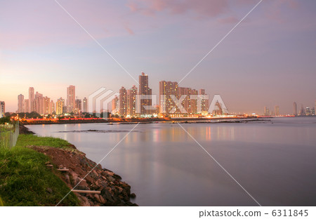 Shoreline of Panama City Beach at sunset 6311845