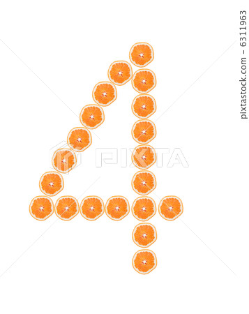 Number "4" from orange slices isolated on white Number "4" from orange slices isolated on white 6311963