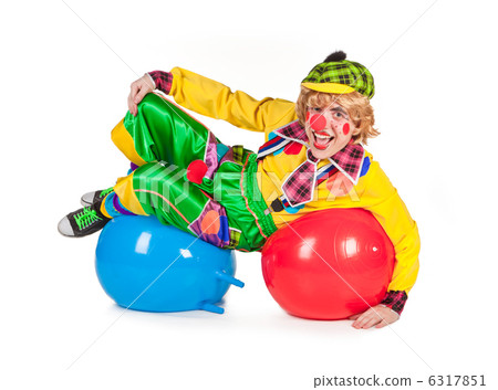 Funny clown lies on balls Funny clown lies on balls 6317851
