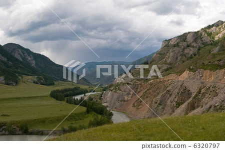 Panoramic view of river bend 6320797