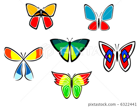 Colorful butterfly icons and tattoos 6322441