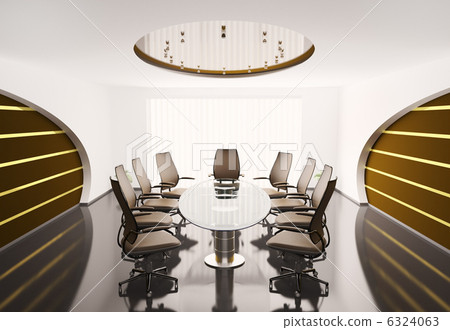 conference room with oval table 3d 6324063
