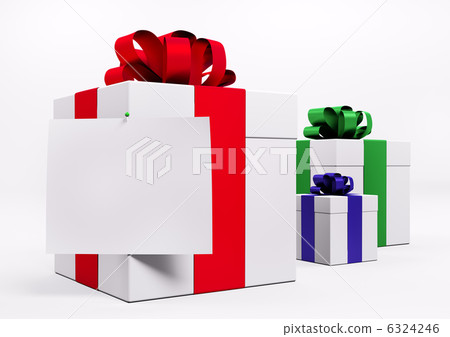 White gift boxes with red ribbon 3d White gift boxes with red ribbon 3d 6324246