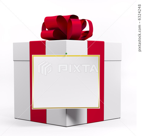 White gift box with red ribbon 3d - Stock Illustration [6324248] - PIXTA