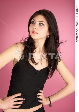Beautiful fashion girl over pink 6330755