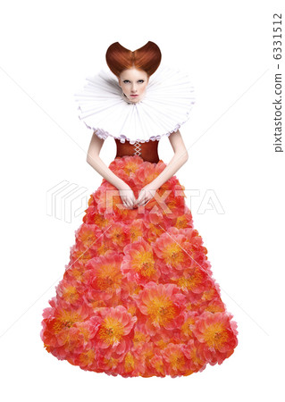 Red Hair Duchess. Retro Fashion Woman in Classic Jabot. Renaissance. Fantasy 6331512
