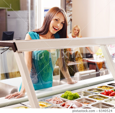 Group people at cafeteria. Group people at cafeteria. 6340524