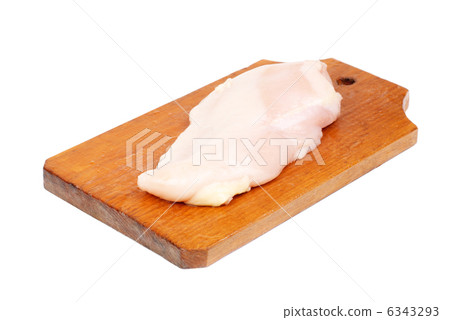 chicken meat sliced on cutting board isolated on white background chicken meat sliced on cutting board isolated on white background 6343293