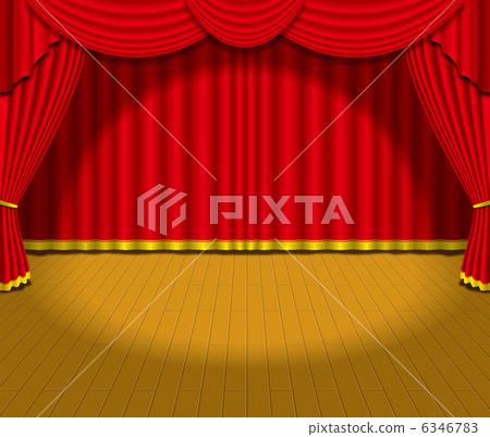  Stage · curtain · red · golden edge 6346783
