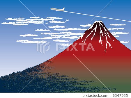 Red Fuji and the airplane cloud 6347935