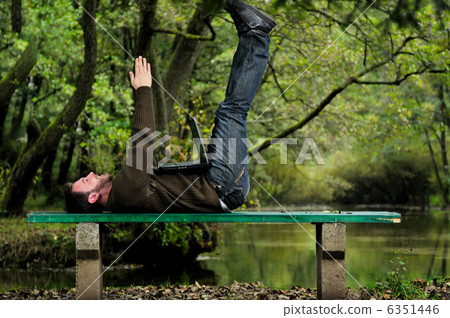 young businessman with laptop outdoor young businessman with laptop outdoor 6351446