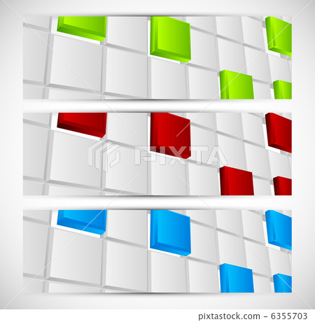 Set of banners with 3d squares 6355703
