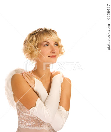 Beautiful angel girl over white background Beautiful angel girl over white background 6356437