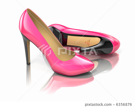 Pink high heels shoe. 3d 6356876