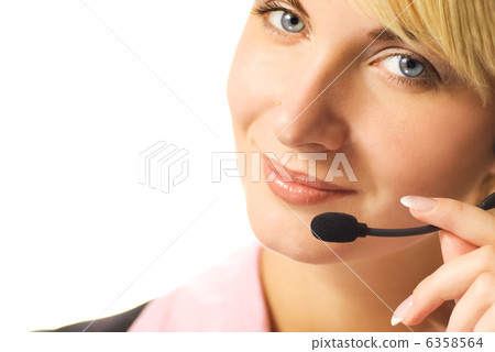Beautiful hotline operator with headset  6358564