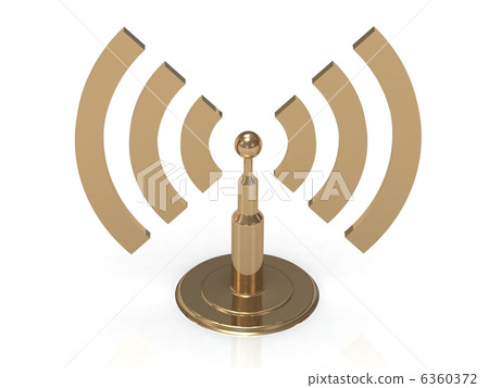 Gold antenna with radio waves Gold antenna with radio waves 6360372