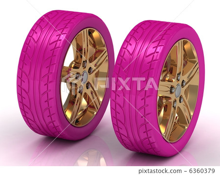 2 pink wheels with a gold disc 2 pink wheels with a gold disc 6360379