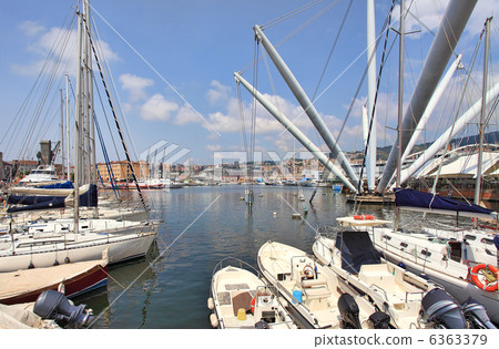 View on harbor of Genoa in Italy. 6363379