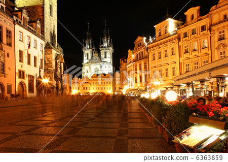Prague city center at night. Prague city center at night. 6363859