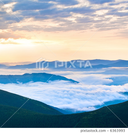 Summer cloudy sunrise in mountain Summer cloudy sunrise in mountain 6363993