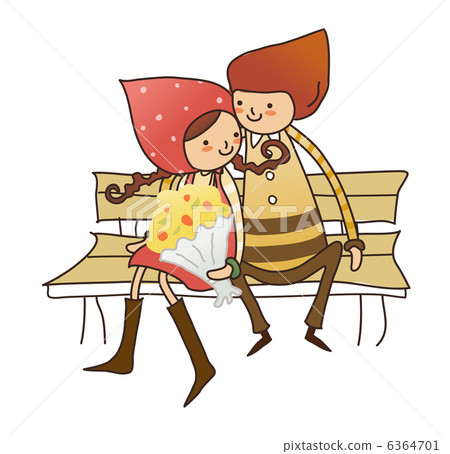 Boy and Girl sitting on bench Boy and Girl sitting on bench 6364701