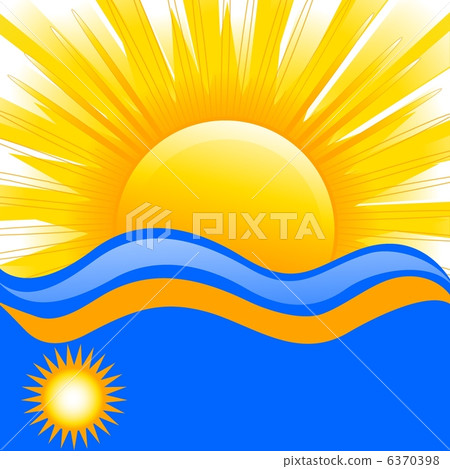 summer background with waves, sun and place for text summer background with waves, sun and place for text 6370398