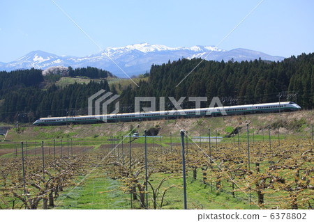 Yamagata bullet train running in Fukushima city Yamagata bullet train running in Fukushima city 6378802