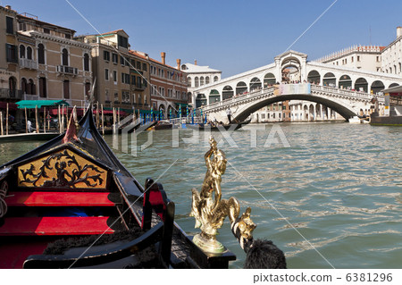 A view from gondola during the ride through the canals of Venice 6381296