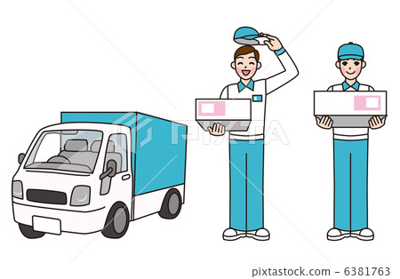 Delivery service male staff and light truck 6381763
