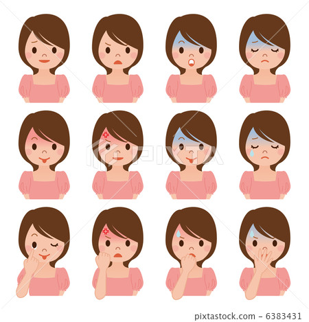 女性的面部表情私人衣服設置 女性的面部表情私人衣服設置 6383431