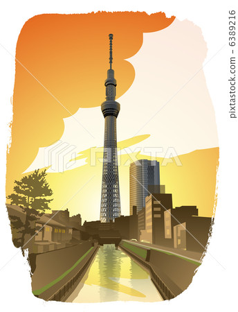 Evening scenery of the Sky Tree Evening scenery of the Sky Tree 6389216